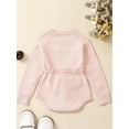 thumbnail image 3 of Wassery Infant Girls Ribbed Sweater Romper Baby Girls Clothes Long Sleeve Crew Neck Floral Embroidery Jumpsuits 6 9 12 18 24 Months Newborn Fall Bodysuit, 3 of 9