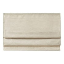 Pemberly Row Printed Faux Silk Room Cordless Roman Shade in Ivory 35x64"