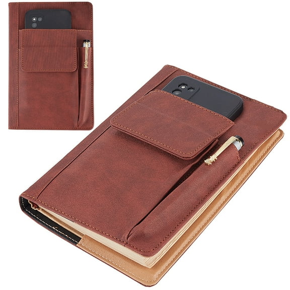 1pc PU Leather Book Cover Notebook Wraps Rectangle Coconut Brown 217x155x19mm
