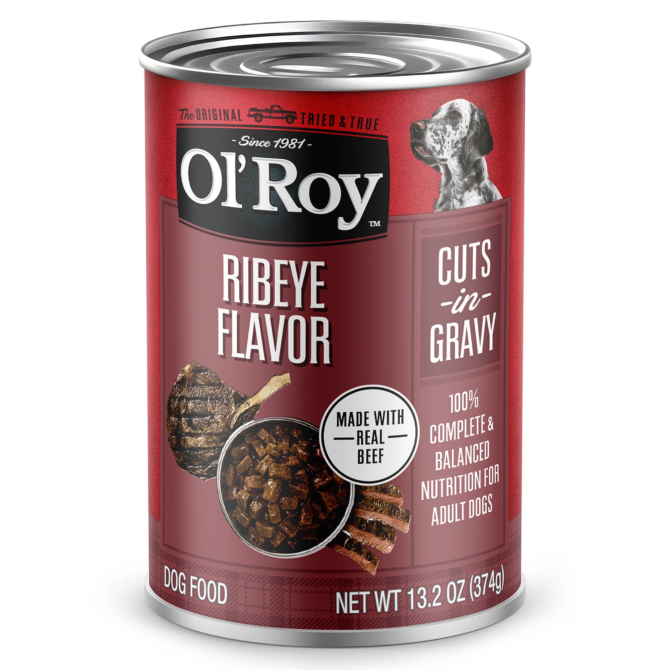 (12 pack) Ol' Roy Ribeye Flavor Cuts in Gravy Wet Dog Food for Adult Dogs, 13.2 oz Can
