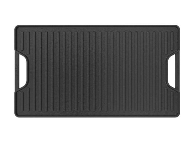 Cuisinart 2-in-1 Reversible Cast Iron Grill/Griddle Plate, Cooking for Campfire, Oven, Stovetop, Grill, 17.5” x 9.75” Dual-Sided Plate for Searing and Frying