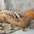 Olive Wood Decorative Bowls 16" Long Natural Hand Carved Bread Bowl