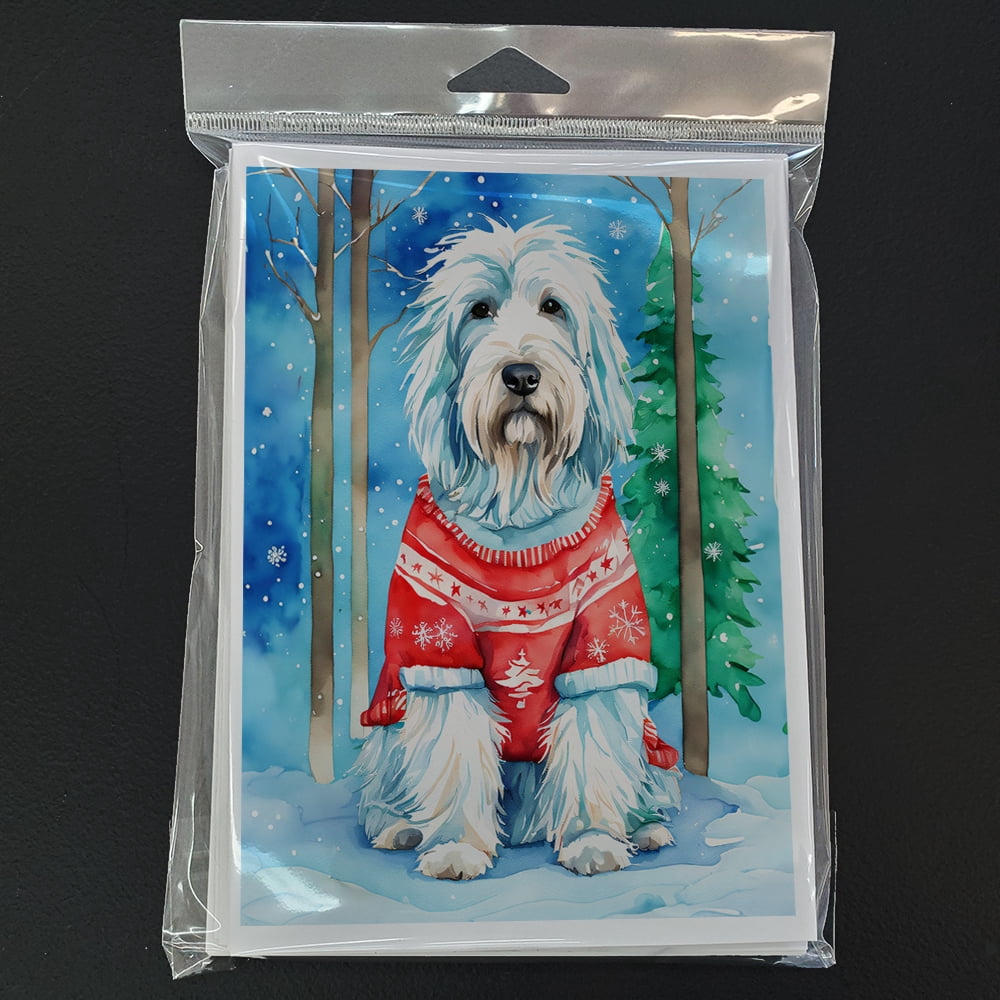 Bearded Collie Christmas Greeting Cards Pack of 8 7 in x 5 in