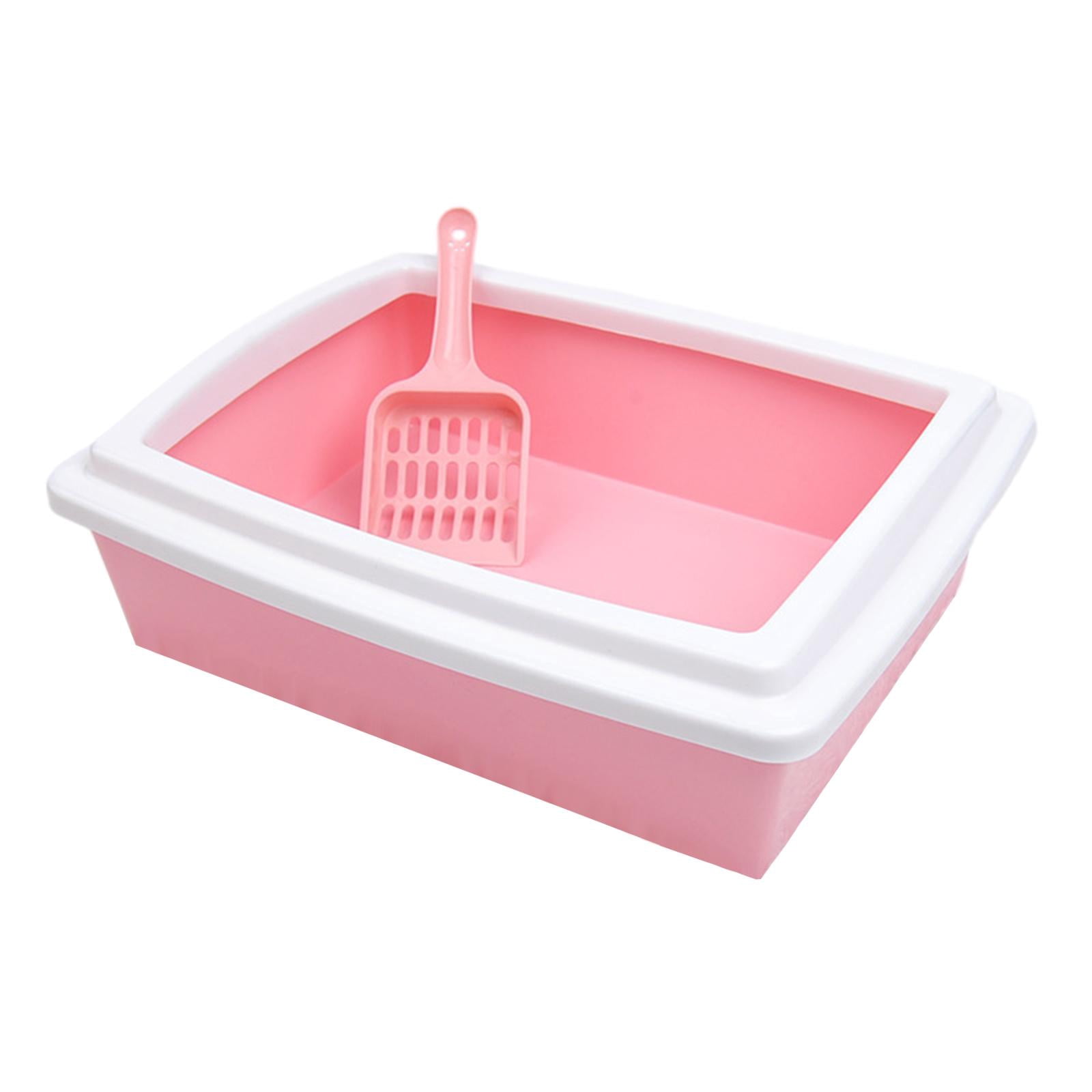 YWMJZEU Cat Litter Box Cats Litter Pan for All Kinds of Cat Litter Easy Clean Sturdy Cat Pink