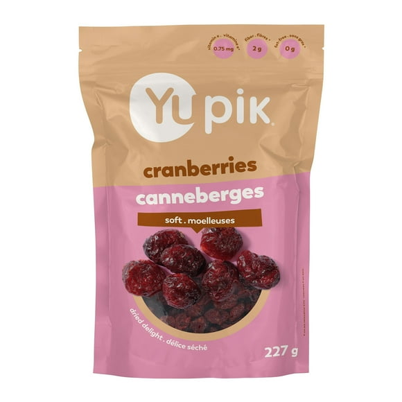 Yupik Dried Cranberries, 227 g, Gluten-Free, Kosher, High-Quality Dried Fruits, Whole Cranberries, Lightly Sweetened, Healthy Snacks