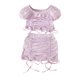 thumbnail image 1 of Vestido Para Niñas, Ropa Para Niñas Pequeñas, Moda Para Niños Pequeños, Lindo Color Sólido, Plisado, Cordón, Manga Corta, Top, Falda, Traje Rosa Odeerbi LM103-8908, 1 of 9