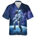 thumbnail image 3 of Camisas hawaianas con estampado 3D de astronauta para hombre, camisas con solapa de astronauta, camisetas holgadas con botones para la calle, mangas cortas, estilo hawaiano, 3 of 5