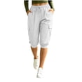 thumbnail image 3 of SwiftWear Women's Cargo Capri Pants with 4 Pockets Drawstring Elastic Waist Casual Cropped Joggers, 3 of 8