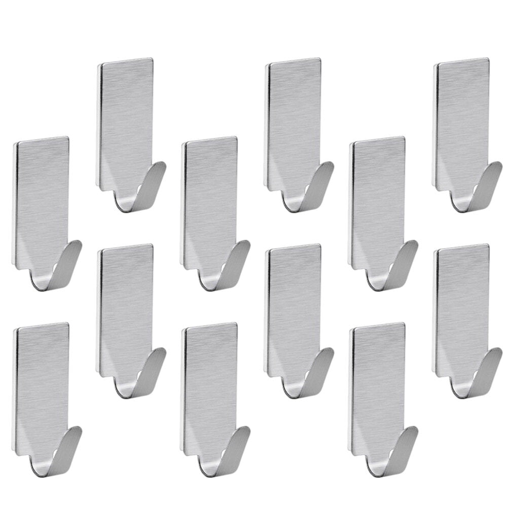 RENACLIPY Bathroom Hooks Punch-Free Stainless Steel Adhesive Wall Hangers Plated Silver 30Pcs