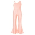 thumbnail image 3 of YIZYIF Girls High Waist Skating Bodysuit Wide Leg Gymnastics Jumpsuit Shiny Rhinestone Ballet Costume Pink 6, 3 of 7