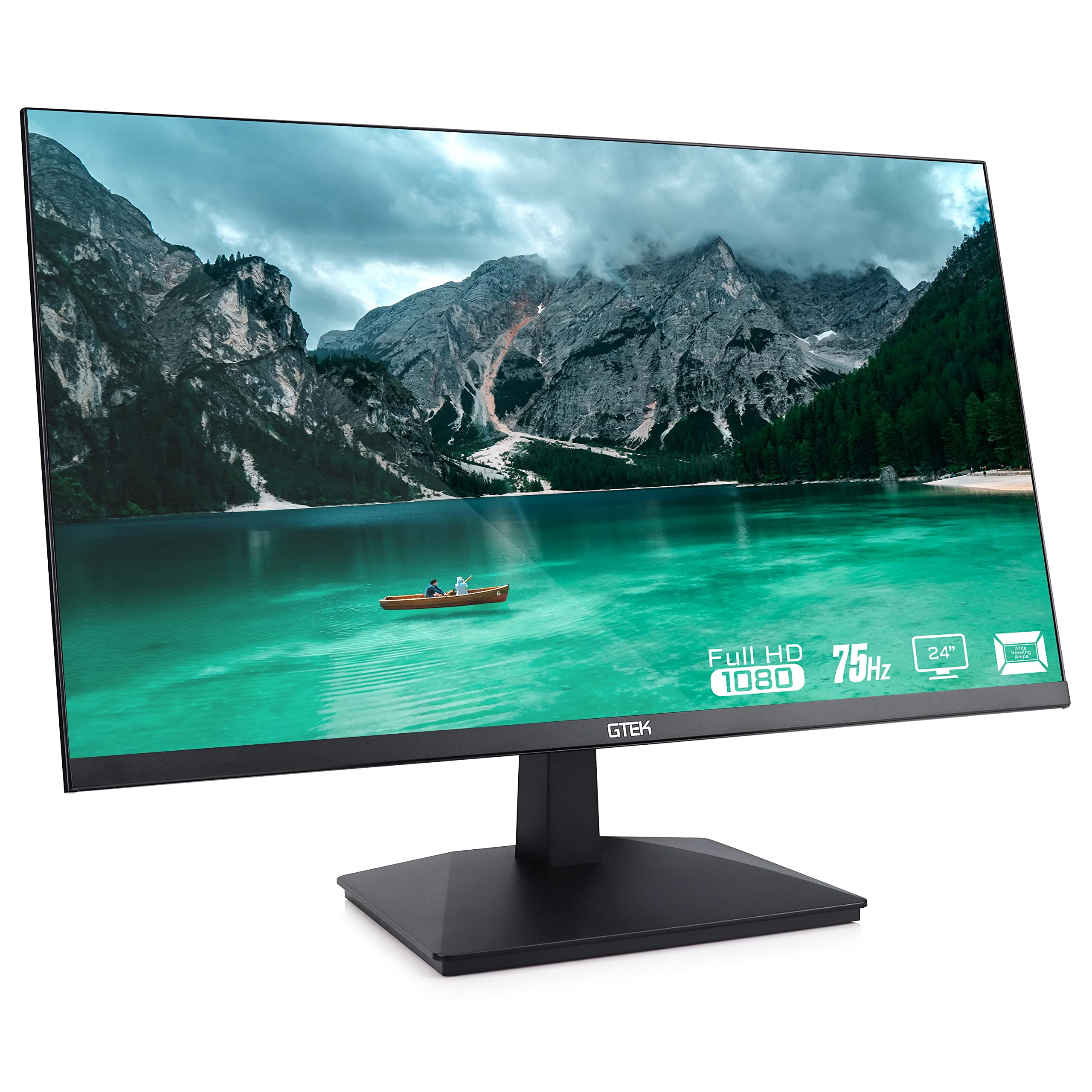 GTEK 24 Inch 75Hz Computer Monitor Frameless, FHD 1080p LED Display ...