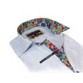thumbnail image 3 of Men's Axxess Turkey Shirt 100% Cotton High Collar 224-11 French Cuffs Blue Stripe, 3 of 6