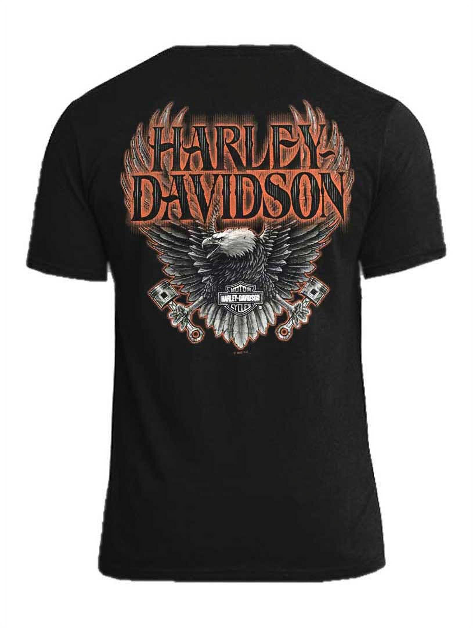 Black Harley-Davidson Men's Eagle Piston Short Sleeve Crew-Neck Cotton T-Shirt 