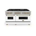 thumbnail image 3 of ZLINE Autograph Edition 60" 7.4 cu. ft. Dual Fuel Range with Gas Stove and Electric Oven in Fingerprint Resistant Stainless Steel with White Matte Door and Champagne Bronze Accents (RASZ-WM-60-CB), 3 of 5