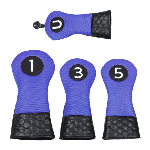 Siruishop 4 Pcs Housses de Tête de Golf Club de Golf Housses de Tête Anti-Rayures Protection de Queue de Golf Bleu