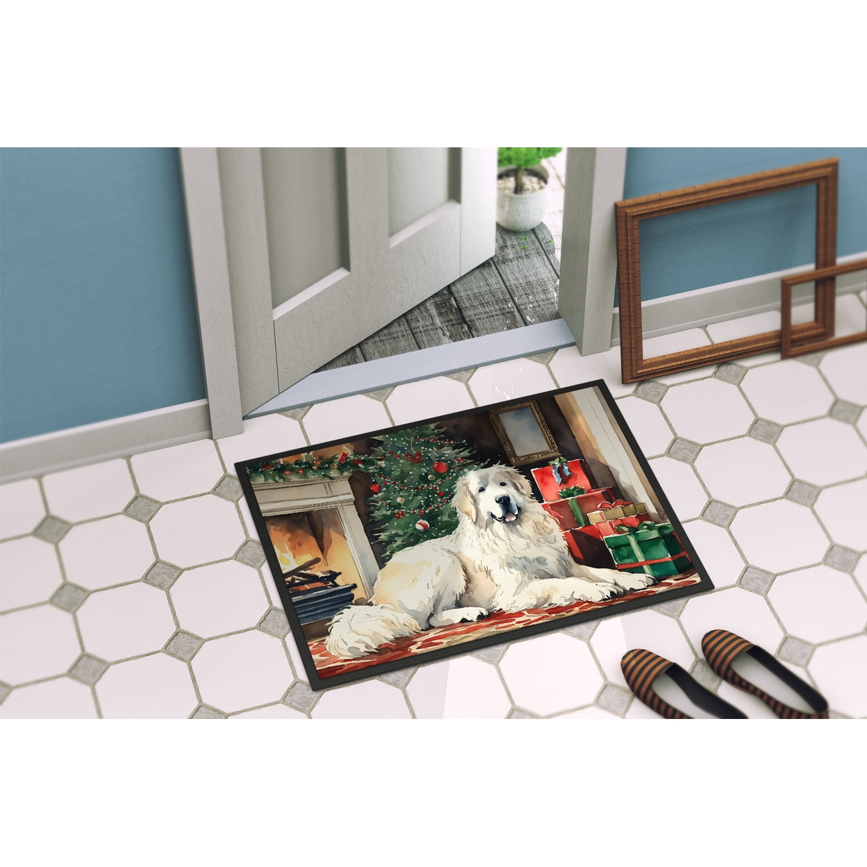 Great Pyrenees Cozy Christmas Doormat DAC2671
