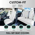 thumbnail image 2 of For 2017-2024 Tesla Model 3 FH Group Faux Leather Custom Fit Car Seat Covers   Solid White - Full Set, 2 of 8