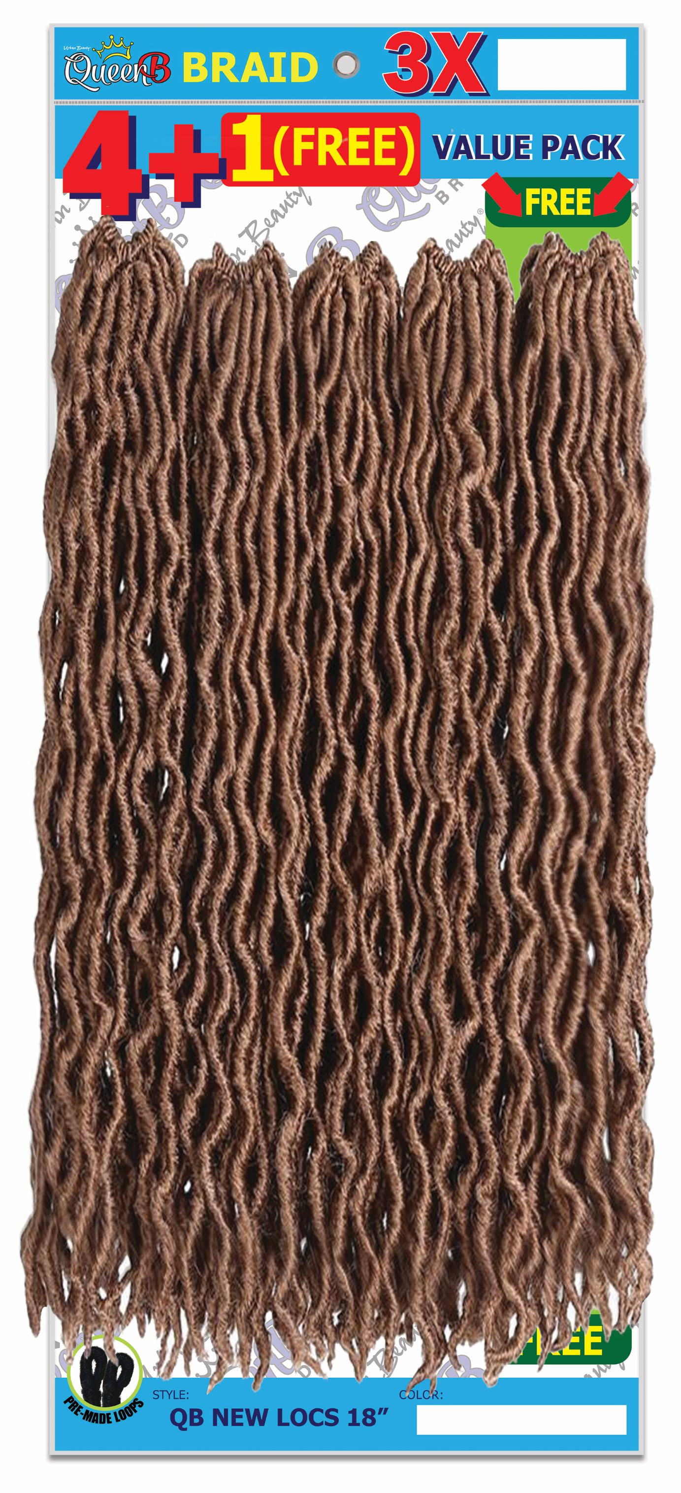(2 pack) QueenB 5X New Locs Value Pack 18" - #1B