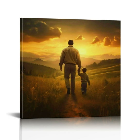 Gift for Dad Dad and Me Picture Canvas Wall Art Painting Framed ,Fathers Day Christmas Birthday Gift,Grandpa Gift Perfect for Home Decor, Bedroom Decoration