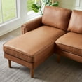 thumbnail image 3 of Dinosisco 82" L-Shape Sofa with Left Chaise, Suede Upholstered 3-Seater Couch for Living Room, Brown, 3 of 8