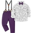 thumbnail image 5 of ZOEREA Toddler Baby Boy Suit Clothes Gentleman Wedding Outfits Long Sleeve Dress Shirt + Suspender Pants + Bowtie 1-5T, 5 of 7