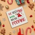 thumbnail image 5 of Funny Christmas Bathroom Sign 4x4in Rustic Wooden Holiday Decor for Home Desk Table Shelf Accent, 5 of 5