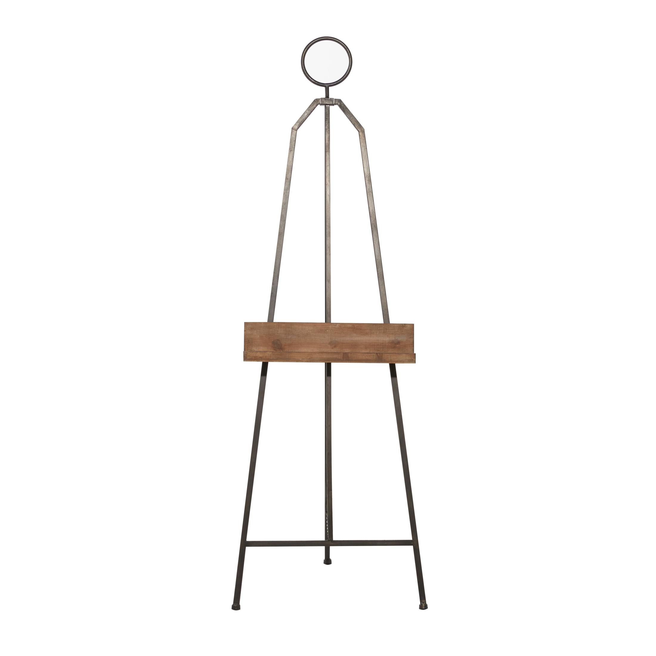 DecMode Black Industrial Extra Large Standing Metal Easel, 16"W x 52"H,for Canvas Holder, Signs, Mirrors and Message Boards