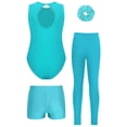 thumbnail image 4 of Hansber Gymnastics Leotard for Girls with Shorts Athletic Leggings Dance Unitard Sleeveless Figure Skating Training Suit Blue Green 8, 4 of 7