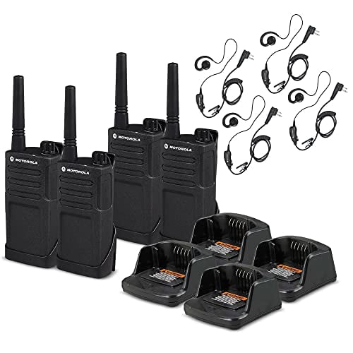 4 x Motorola RMM2050 On-Site 2-Way Radio (RMM2050)   4 x Motorola HKLN4604 PTT Earpiece - 4 Pack with Mic Bundle