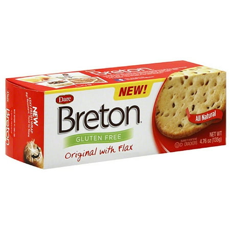 Breton Gluten Free Original Crackers with Flax, 4.76 oz, (Pack of 6)