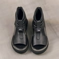 thumbnail image 2 of Xfvqtps Womens High Top Leather Sandals Zipper Back Peep Toe Boot Sandals for Women Black, 2 of 4