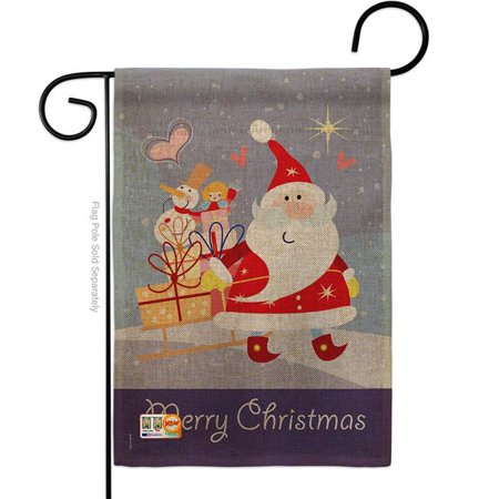 Breeze Decor BD-XM-G-114089-IP-DB-D-US12-BD 13 x 18.5 in. Santas Star Burlap Winter Christmas Impressions Decorative Vertical Double Sided Garden Flag