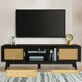 thumbnail image 6 of Harper & Bright Designs Rattan TV Stand with Drawers for 65" TV, Media Console Table with Storage, Entertainment Center with Solid Wood Legs for Living Room, Dark Brown, 6 of 13