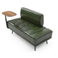 thumbnail image 6 of GZXS Upholstered End of Bed Bench with 360-Degree Swivel Tray, Green PU Leather Bench with Metal Legs, Channel Tufted Seat and Backrest, Easy to Assemble, 55"L x 25"W x 31.5"H, 6 of 7