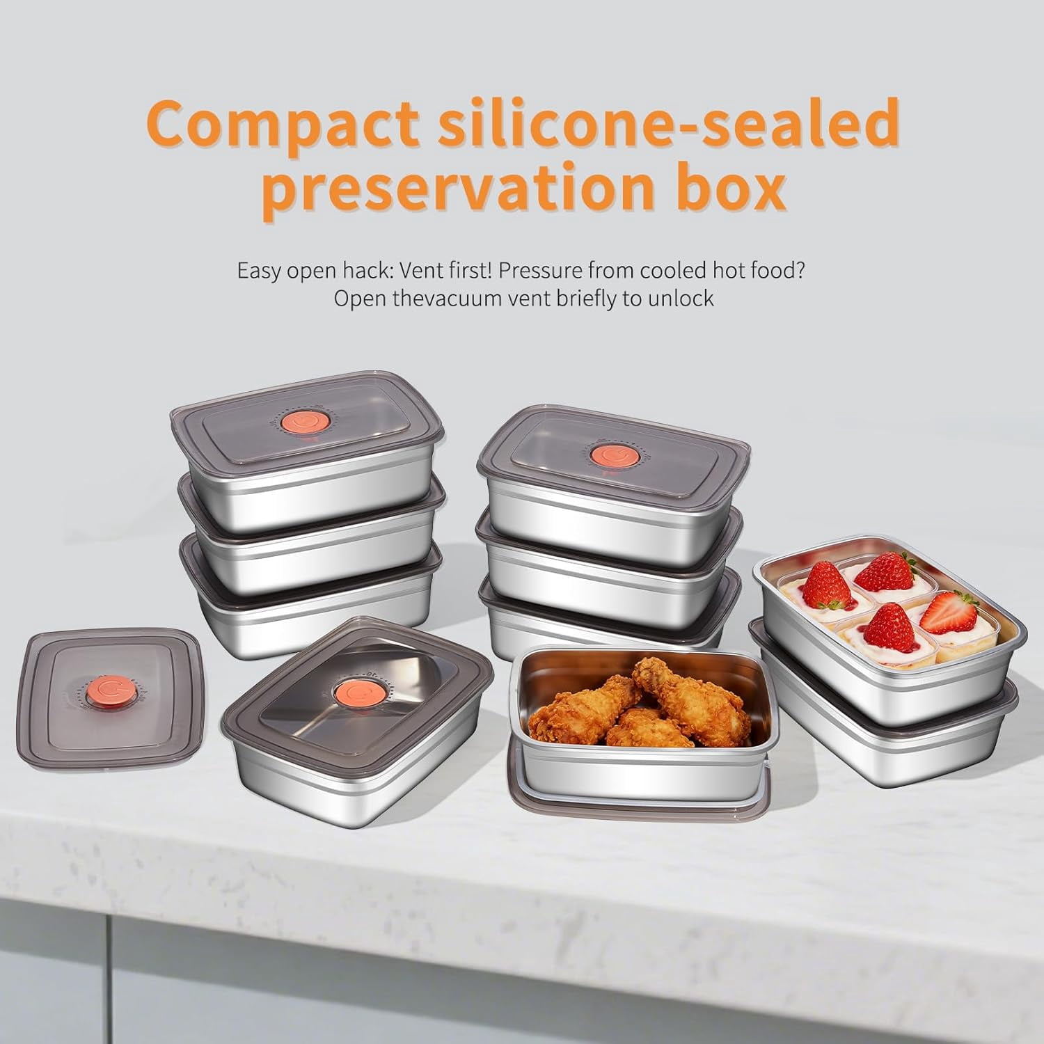 10 Pack 37oz Stainless Steel Food Storage Containers with Leak-Proof Lids, Stackable Meal Prep Lunch Boxes, BPA-Free, Dishwasher/Freezer Safe