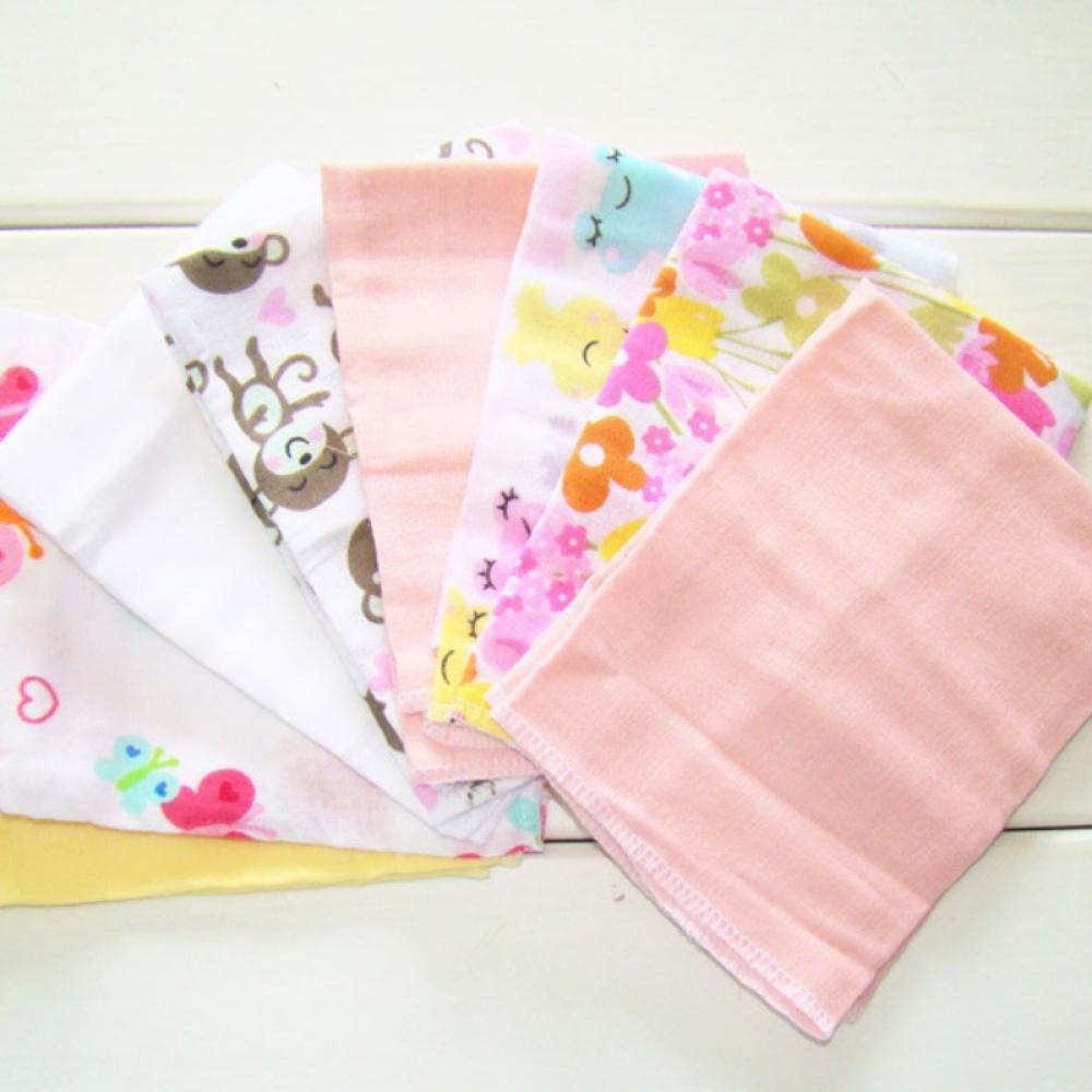 SLPUSH Baby Cotton Saliva Towel Toddler Waterproof Handkerchief Infant Burp Cloths Feeding Cute Cartoon Print 8Pcs/Set