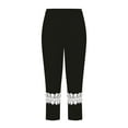 thumbnail image 5 of Cethrio Girls Capri Leggings Size 10-12 T, Dance Elastic Waist Stretch Casual Summer Pants Black, 5 of 8