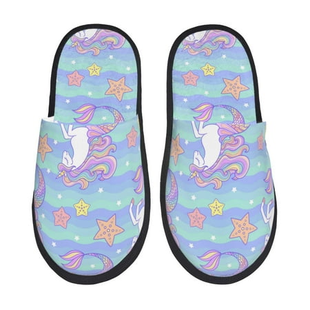 

Slippers for Women/Men - Dreamy Colorful Fishtail Horse Soft Plush Warm Slip-on Slippers House Slippers Indoor House Shoes