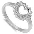 thumbnail image 4 of Clear CZ Cutout Heart Bridal Chic Ring .925 Sterling Silver Band White Jewelry Female Size 9, 4 of 4