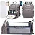 thumbnail image 1 of Mochila para pañales GreenTaya, grande, impermeable, gris con USB, 1 of 7