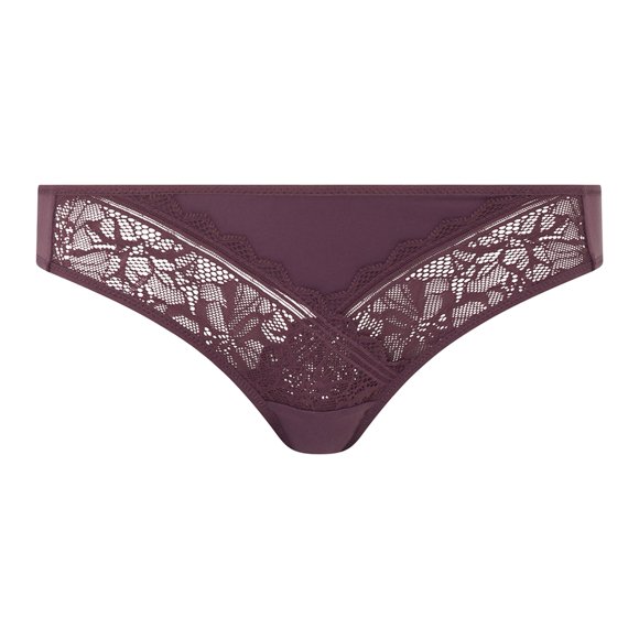 FEMILET calzoncillos de mujer - Toque floral, encaje floral, material de malla opaco Púrpura XL (X-Large)