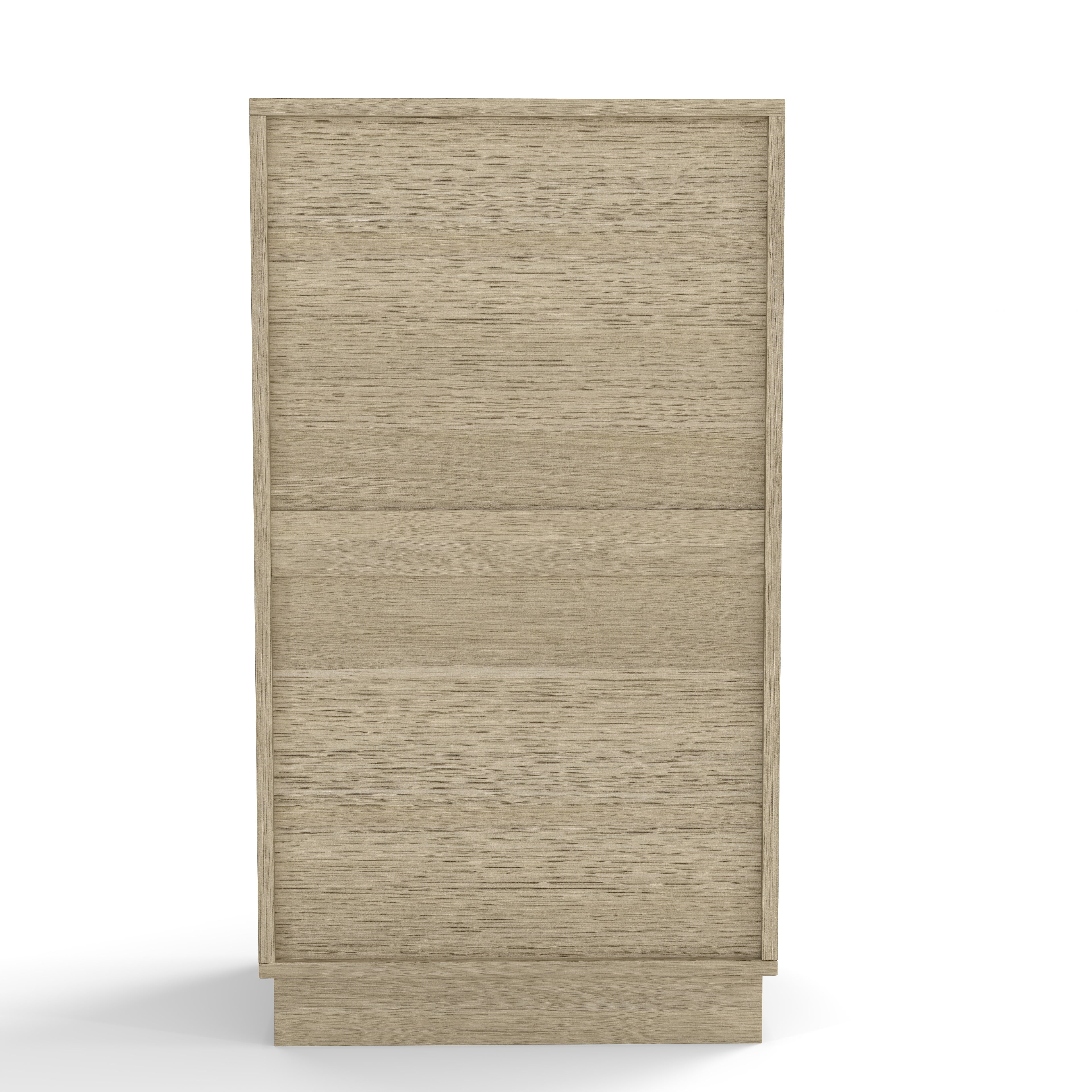 10-Gallon Woodgrain Tilt-Out Trash Can Cabinet with Wave-Textured Drawer & Pull-Out Bin - Multipurpose Kitchen/Bath Organizer in Oak Finish