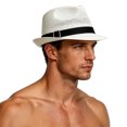 thumbnail image 2 of Straw Fedora Hat for Women Men Short Brim Panama Hats Derby Trilby Hats Mesh Breathable Packable Summer Beach Sun Hat for Outdoor Travel White, 2 of 5
