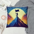 thumbnail image 2 of Orinice  Vintage Throw Pillow Cushion Cover, Man on Mountaintop with Flag Snowy Winter Sun Clouds Adventure Sports, Decorative Square Accent Pillow Case,  White, 2 of 5