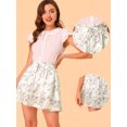 thumbnail image 2 of Unique Bargains Jupe Mini en Chiffon à Imprimé Floral pour Femmes, Blanc, Taille TG, 2 of 6