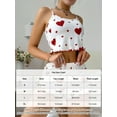 thumbnail image 3 of Gustave Summer Pajama Sets for Women 2 Piece Pjs Ruffle Cami Tops and Shorts Cute Heart Print Camisole Lounge Set Sleepwear Nightwear, Red, S, 3 of 7