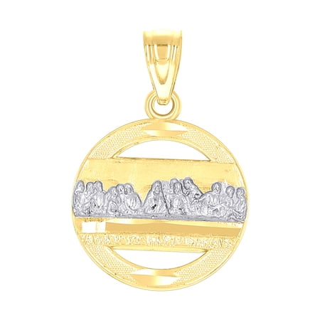 10k 10Kt Two-Tone Gold Diamond-Cut Womens Last Supper Religious Charm Pendant