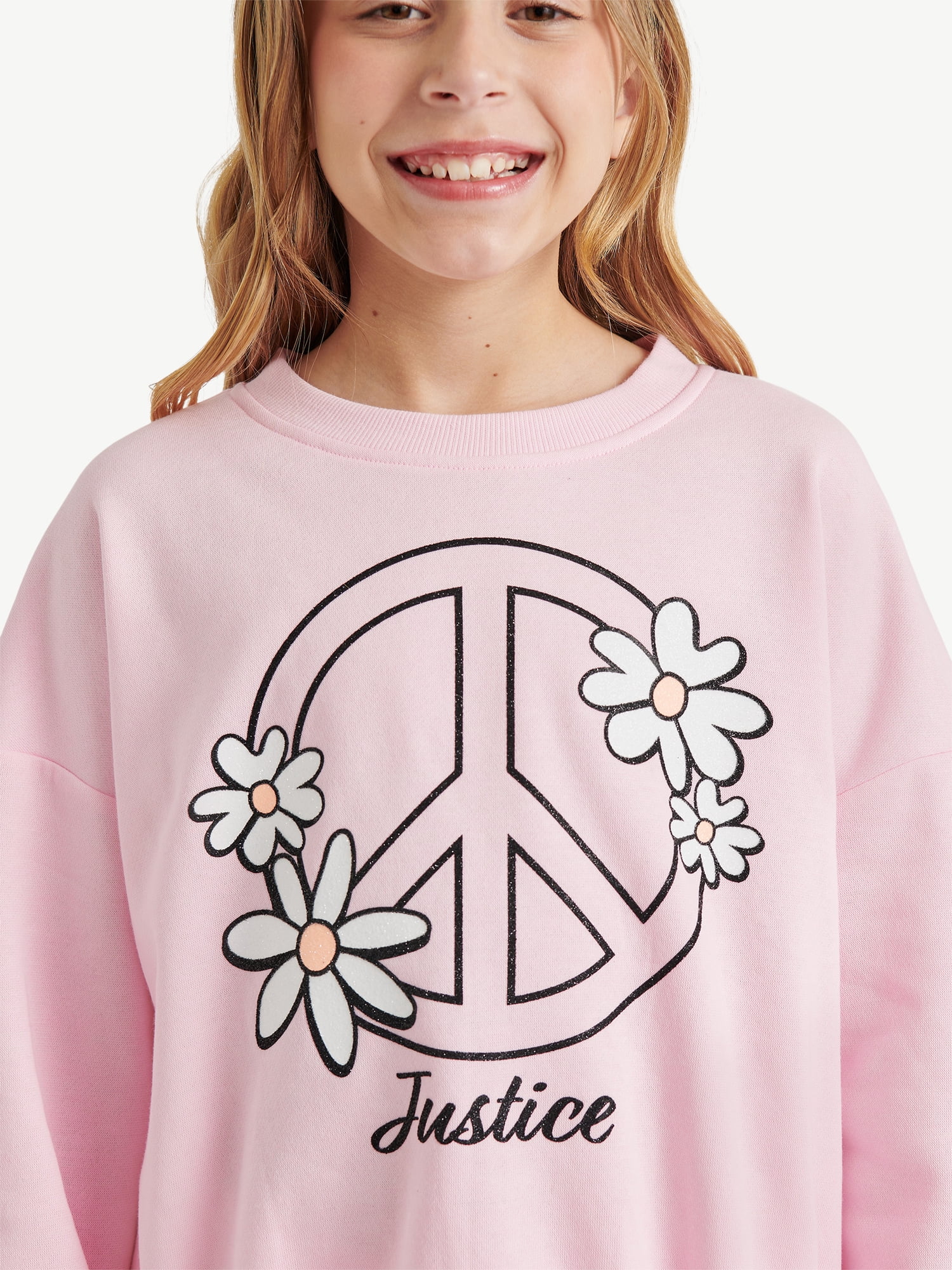 Justice Girls Fleece Crew Neck Sweatshirt, Sizes XS - XLP
