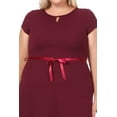 thumbnail image 5 of Women's Plus Size Casual Flared A Line Swing Dresses Short Sleeve With Belt Trim, 5 of 6
