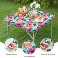 thumbnail image 4 of Pioneer Flower Floral Print Pattern Square Fitted Tablecloth with Elastic Edge,Square Table Cover,Washable Elastic Table Cover for Home Kitchen Party Decor 34"x34", 4 of 6